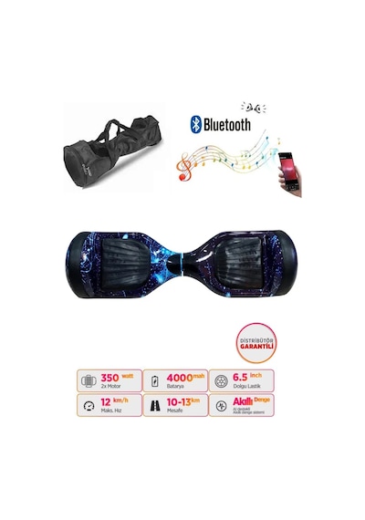 Citymate Hoverboard 6.5 inch Elektrikli Kaykay Scooter Bluetooth Hoparlörlü Çanta Hediye D12