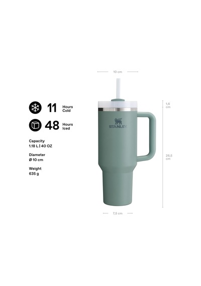 Quencher H2.0 Flowstate Pipetli Termos Bardak 1.18 Litre - Yeşil Shale Paslanmaz Çelik Çok Renkli