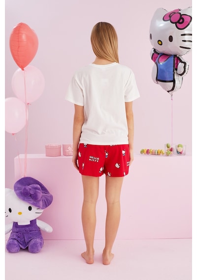 Siyah İnci Lisanslı %100 Pamuk Çok Renkli Bisklet Yaka Şort Pijama Takım Beyaz Siyah İnci Lisanslı %100 Pamuk Çok Renkli Bisklet Yaka Şort Pijama Takım Beyaz