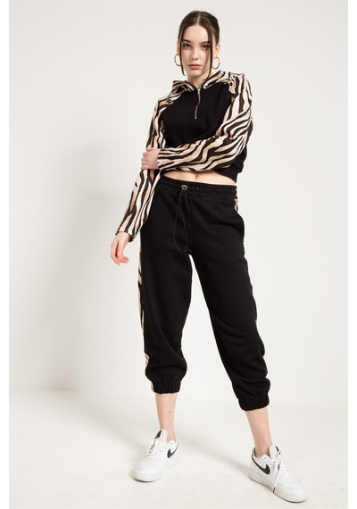 JAHR MARC Zebra Desenli Siyah Kadın Jogger - XS Siyah