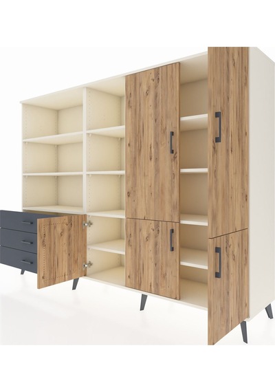 Hyperion Dolap 11 Raflı 3 Çekmeceli 5 Kapaklı 220x44x163 Aytaşı-ç Aytaşı-çam/antrasit Hyperion Dolap 11 Raflı 3 Çekmeceli 5 Kapaklı 220x44x163 Aytaşı-ç Aytaşı-çam/antrasit