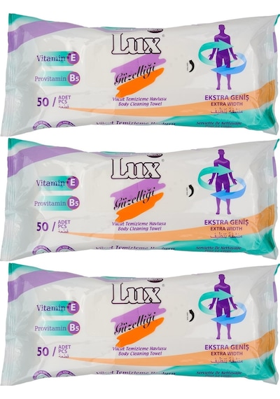 Lüx Hasta Vücut Temizleme Islak Mendil Havlu 50 Yaprak Xl (3 Lü S