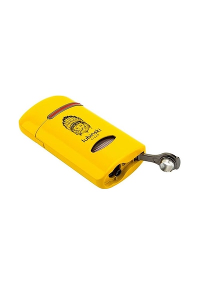 Lubinski Lion Kapaklı Delicili Tek Torch Puro Çakmağı Sarı Lb-192