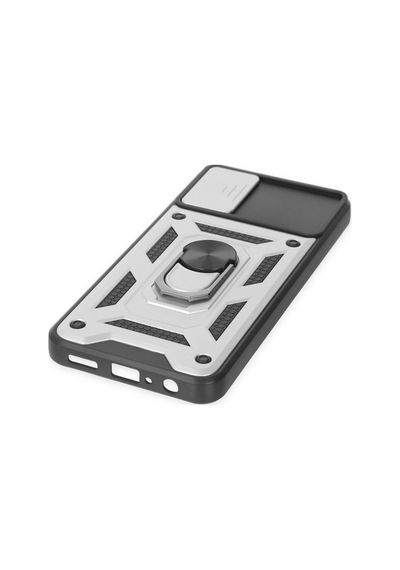 Newface - 519 - Samsung Galaxy Uyumlu A04 Kılıf Pars Lens Yüzüklü Silikon - Csmo-tex - - Gümüş