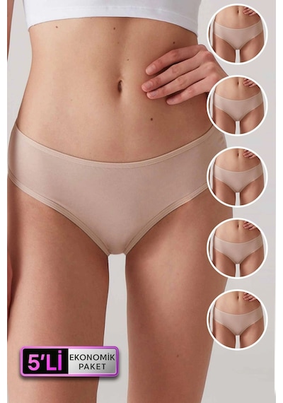 Pierre Cardin Kadın 5'li Ekonomik Paket Ten 2957 No Show Classic Pamuklu Basic Külot