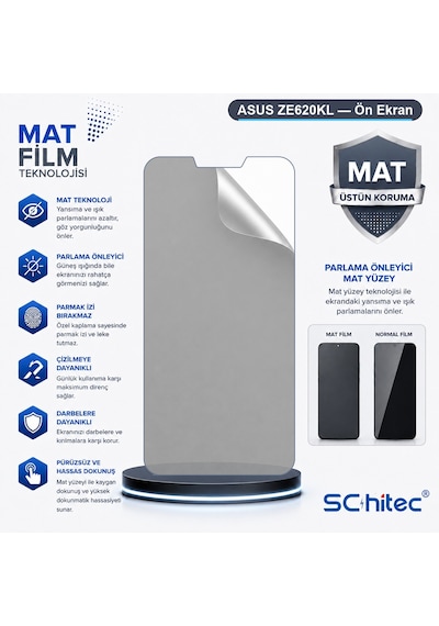 Schitec Asus Ze620kl Uyumlu Ön Yüzey Mat Hidrojel Ekran Koruyucu