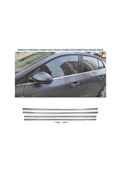 Ebal Oto Aksesuar Krom Cam Çıtası 6 Parça 2015 Ve Üzeri P.çelik Renault Megane 4 Sedan İle Uyumlu