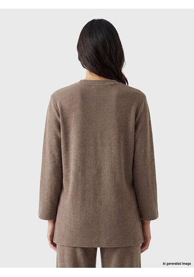 LC Waikiki Lc Waıkıkı Gri Bisiklet Yaka Oversize Kadın Tunik