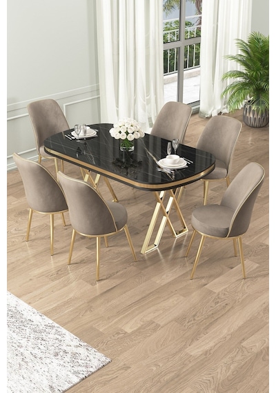 Canisa Lai Serisi 90x168 Lak Panel Sonata Gold Ayak Masa Takımı 6 Cappucino Sandalye Sonata Masa Cappucino Sandalye Ayaklar Gold Canisa Lai Serisi 90x168 Lak Panel Sonata Gold Ayak Masa Takımı 6 Cappucino Sandalye Sonata Masa Cappucino Sandalye Ayaklar Gold