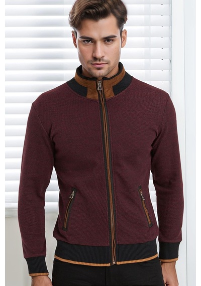 9021 Dewberry Erkek Sweatshırt-noktalı Bordo Noktalı Bordo