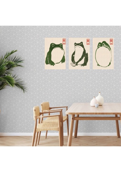 Japon Kurbağaları 3 Adet Poster 21 X 29,7 Cm