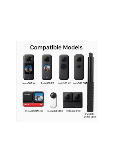 150cm Görünmez Selfie Çubuğu, Insta360 X3, X2, X4, X5, One Rs, Go 3, One X, Evo İle Uyumlu, 180 Gr Alüminyum Katlan Diğer