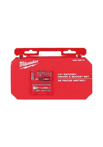 Milwaukee 1/4 Cırcır Ve Tornavida Kollu Lokma Set 38 Parça 4932498381