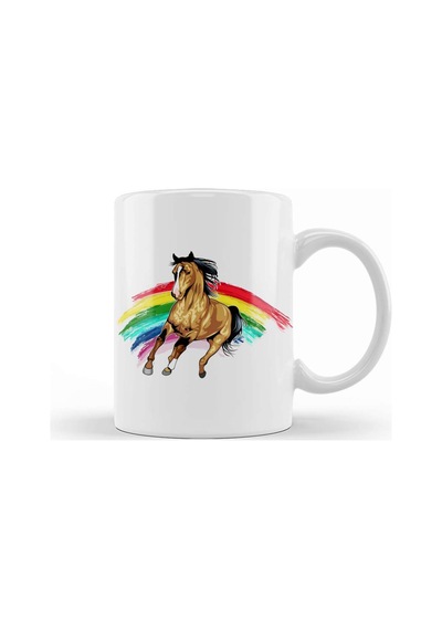 Cute Rainbow Horse Adorable Horse Lovers Kupa Bardak Porselen Karışık