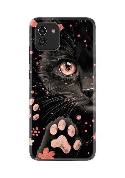 Samsung Samsung Galaxy Uyumlu A03 Kılıf Boutique Baskılı Resimli Kara Kedi Pcode -085