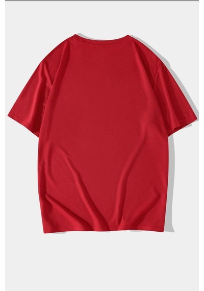 Flood Of Style Unisex Kedi Baskılı T-shirt Kırmızı