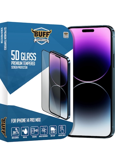 Buff Apple iPhone Uyumlu  14 Pro Max - 2x5d Ekran Koruyucu + Şeffaf Kılıf + Lens Koruyucu Glass