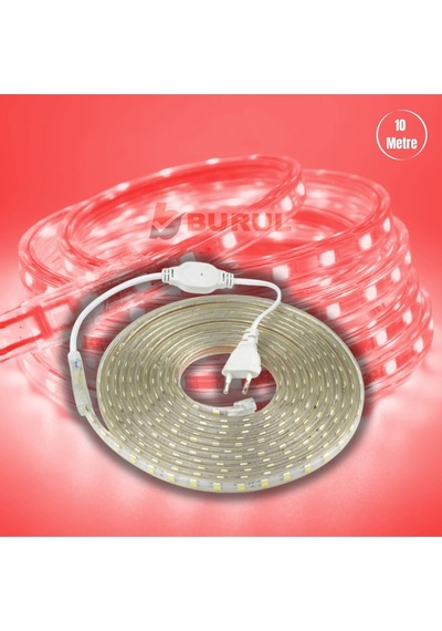 10 Metre Kırmızı Işık Hortum Şerit Led Dış Ortam Aydınlatma 220v Fişli Sb-6539