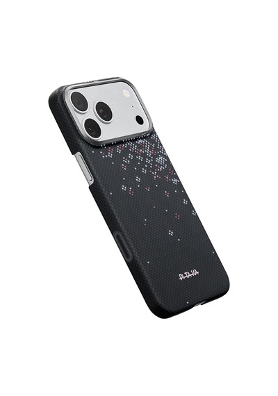 İphone 17 Pro Max Uyumlu Kılıf M-safe Şarjlı Aramid Fiber Pitaka Sakura Hours Serisi Kapak Siyah