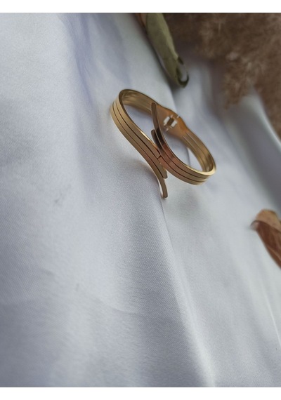 Zikzak Model Çelik Üzeri Altın Kaplama Kelepçe Bileklik Gold - 256578559 Gold