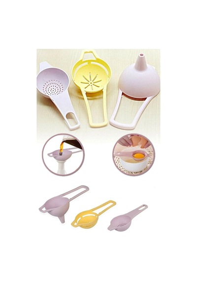 3 Lü Yumurta Ayırıcı & Çay Süzgeci & Mini Huni Plastik Diğer