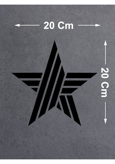 Çubuk Desenli Yıldız Sticker - Araba Oto Motosiklet Karavan Cam Sticker - 00059 20x20 Cm