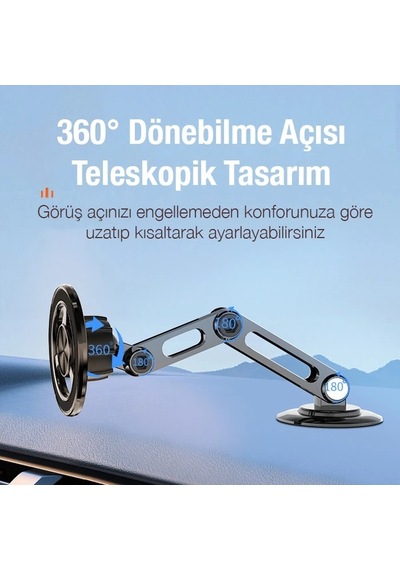 Ally Czy-f82y 360 Dönebilen Magsafe Araç İçi Telefon Tutucu- 5775 Siyah