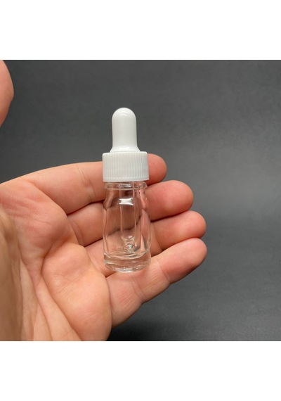 Saydam Cam Damlalıklı Şişe Beyaz Kapak  5 ML