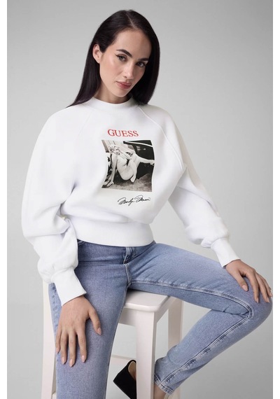 Guess Marylin Baskılı Beyaz Kadın Sweatshirt W6bq19k6978-g011