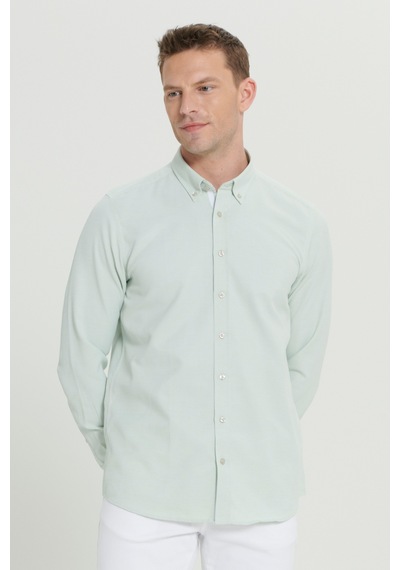 AC&Co / Altınyıldız Classics Erkek Yesıl Slim Fit Dar Kesim Klasik Yaka Pamuklu Armürlü Gömlek Yesıl Yeşil AC&Co / Altınyıldız Classics Erkek Yesıl Slim Fit Dar Kesim Klasik Yaka Pamuklu Armürlü Gömlek Yesıl Yeşil