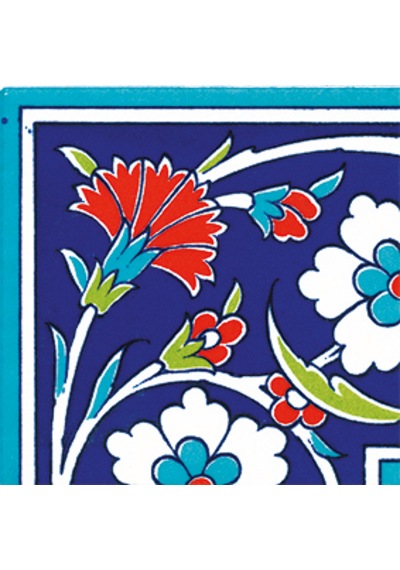 Armada Çini 10x10 Cm Ksk 43 Karanfil Desenli Çini Bordür Köşesi