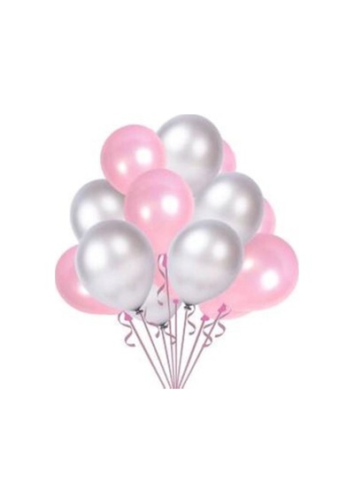 Metalik Pembe Gümüş Balon 10 Adet