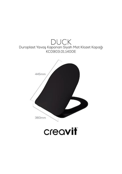 Creavit Terra Mat Siyah Asma Klozet + Yavaş Kapanır Kapak