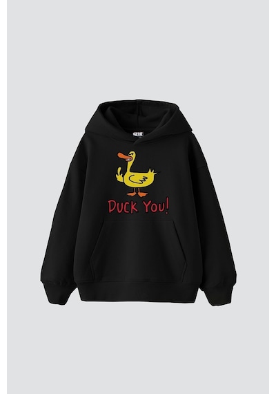 Tarzsokak Duck You Baskılı Oversize Unisex Premium Siyah