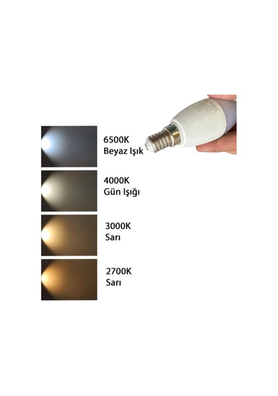 9w 70w Beyaz Işık 6500k E14 Led Mum Ampul, 2 Adet Diğer