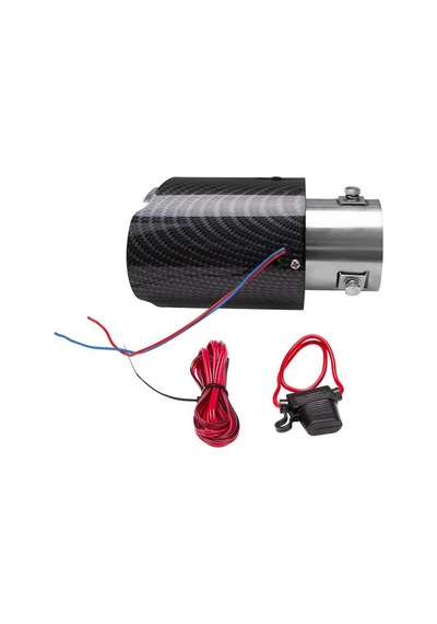 Xtechnx Xtechn020518 Powermaster Pm-20518 Karbon Fiber Görünümlü Işıklı Egzoz Başlığı Modifiye Ucu Sabit Mavi/kırmızı Led Kod:20518