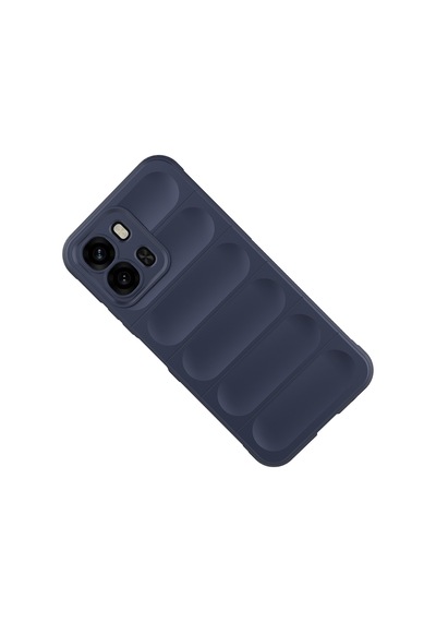 Oppo A6x Kılıf Esnek Tpu Oyuklu Arka Yüzey Tasarımlı Etnik Silikon Kapak Lacivert