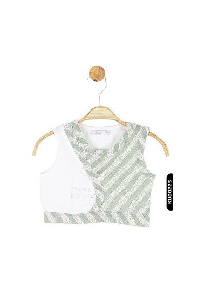 Xo Kids Kız Çocuk Atlet Bluz 4-8 Yaş 36515 Ekru - Yeşil