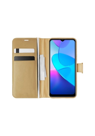 Vivo Y16 Kılıf Kapaklı Standlı Kartlıklı Korumalı Gold Gold-colr72943