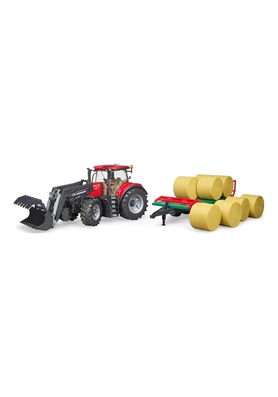 Case Ih Optum 300 Cvx Kepçeli Traktör Ve Balya Taşıma Römorku 1:16 Model
