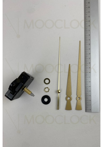 Saat Makinesi, Akar Sessiz Duvar Saati Mekanizması, 22 Mm Şaft, Akrep-yelkovan-saniye- Askılı Gold