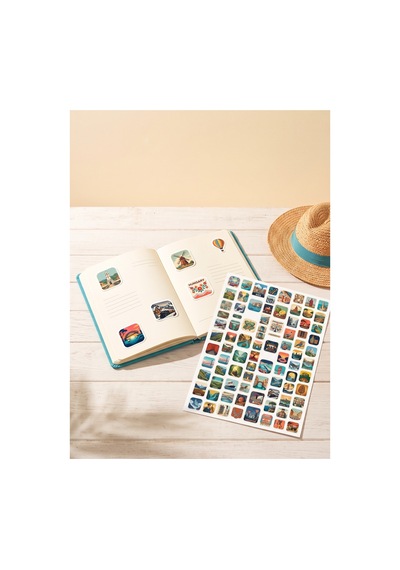 Seyahat Sticker Seti 400+ Adet Travel Retro Şehir 9 Farklı Boy Ajanda Planner Scrapbook Journal A4 Çok Renkli