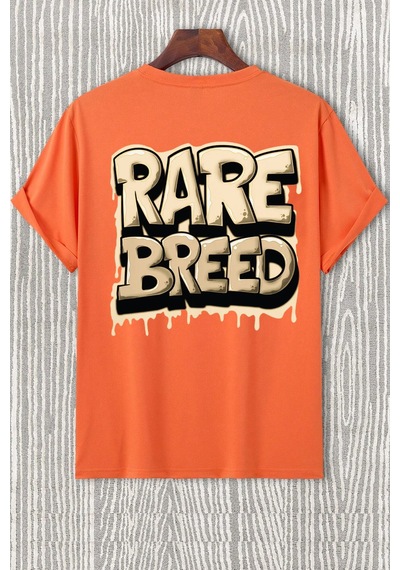 Unisex Rare Breed Baskılı Tasarım Tshirt Turuncu