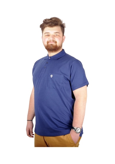 Mode Xl Büyük Beden T-Shirt Polo Cep Sup Basic 21557 Indigo 001