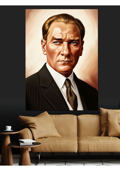 Ahşap Tablo Atatürk Takım Elbiseli Portre