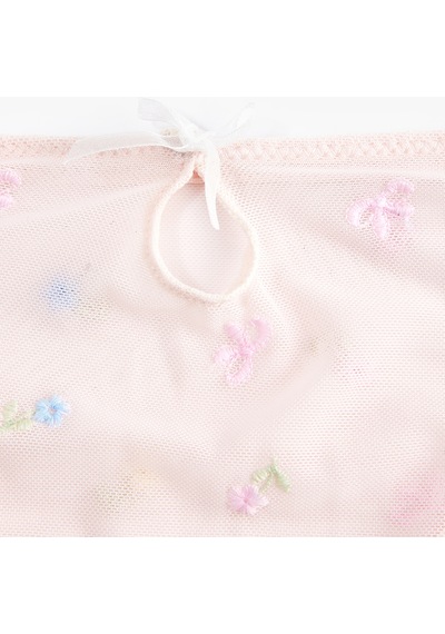 Koton Fırfırlı Çiçek Nakışlı Tül Brief Külot Pembe Desenli 6slk30145mk