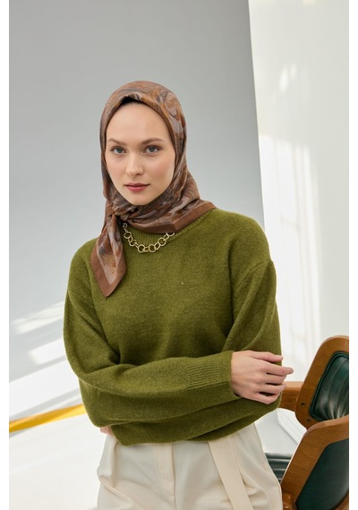 Silk Home Viskon Velora Eşarp Sütlü Kahve Vizon Desenli Yumuşak Dokulu Tok Duruşlu 90x90 Çok Renkli