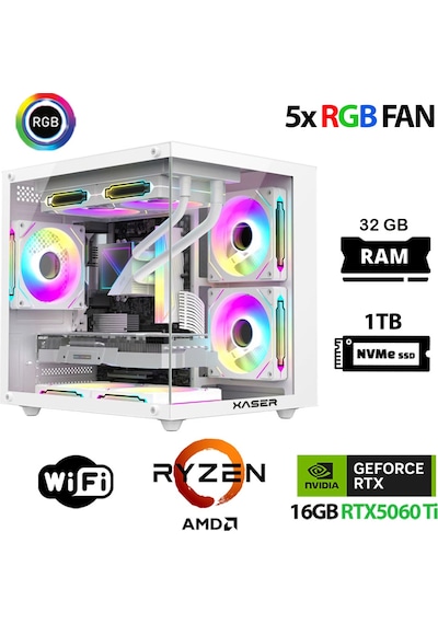 Xaser ECO-X190 R5-8400F 32 GB 1 TB M.2 NVMe SSD 16 GB RTX5060Ti Free Dos Masaüstü Oyuncu Bilgisayarı