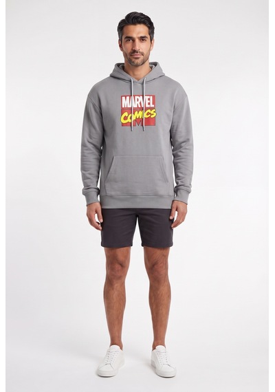Sup Marvel Comics Kapüşonlu Gri Erkek Sweatshirt 12064 Siyah