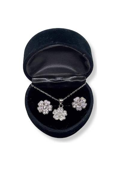 Oya Silver Beyaz Işıltılı Yonca Gümüş Set&takım 03497466